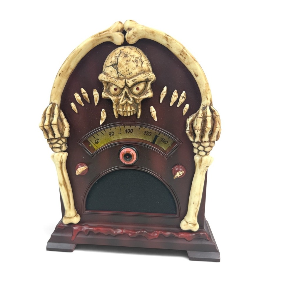 Skull Motion Sensor Radio Prop Burgundy Skeleton Animated Light Sound Halloween